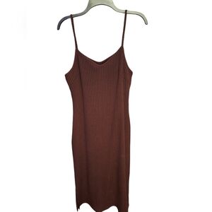 Brown/burgandy Ribbed Spaghetti Strap Dress